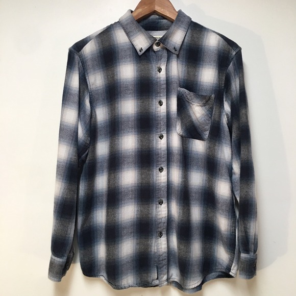 Magellan Men M Shirt Blue Plaid Flannel Heavyweight Classic Fit Cotton Outdoor - Picture 1 of 10